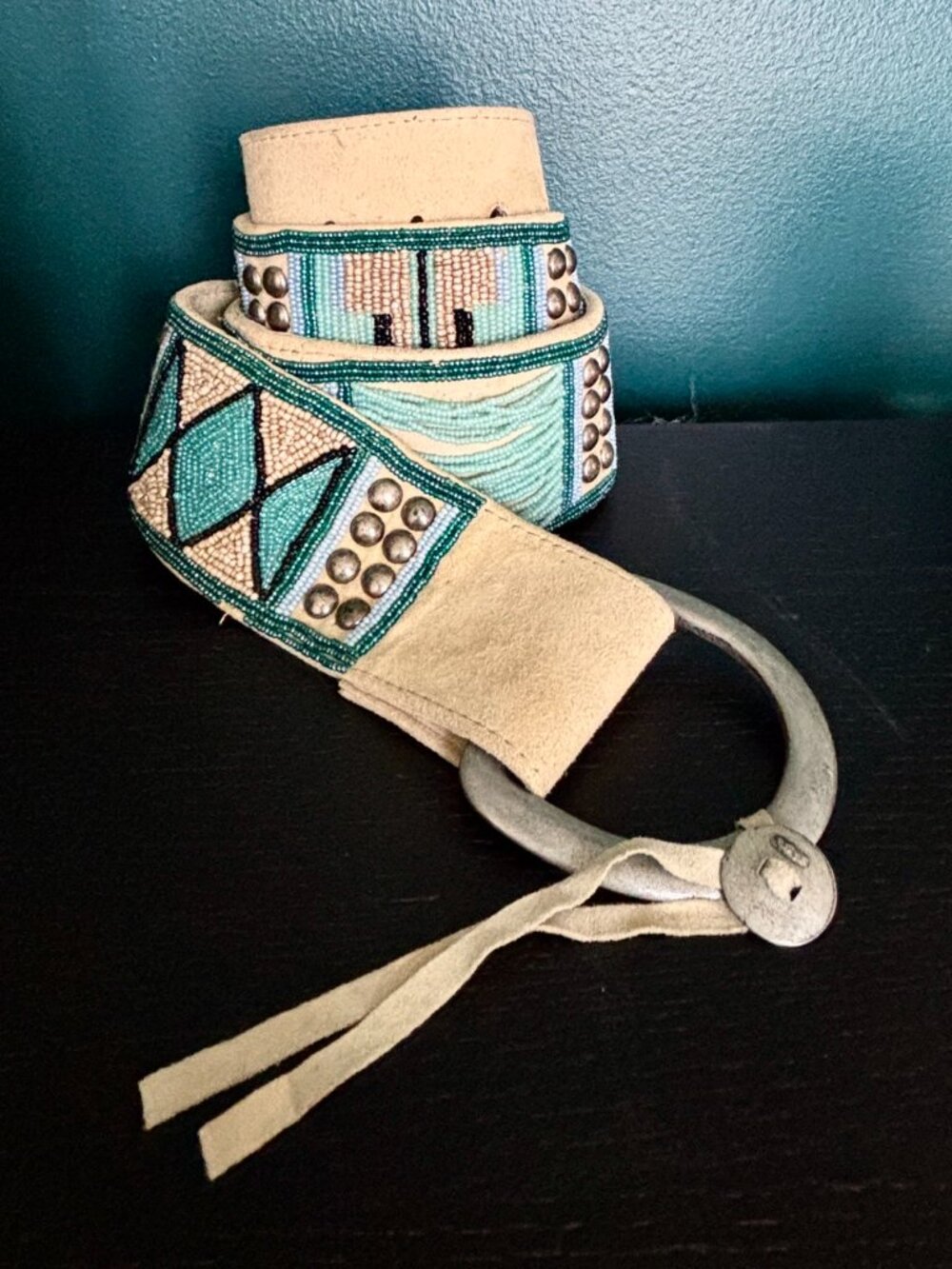 Double D Ranch Beaded Suede Belt Size 36
